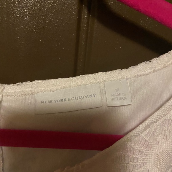New York & Company A-Line Dress Women's 10 Sleeveless White Lined Lace Trim - Picture 11 of 14
